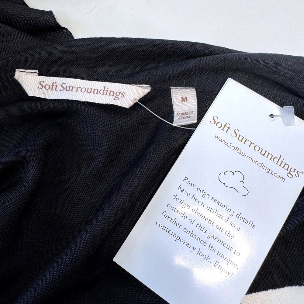SOFT SURROUNDINGS NWT Sleeveless Maxi Dress M Black Modal Knit Raw Hems Casual - Picture 4 of 12